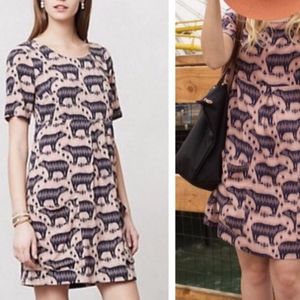 Maeve Anthropologie bearprint light pink dres sz 0